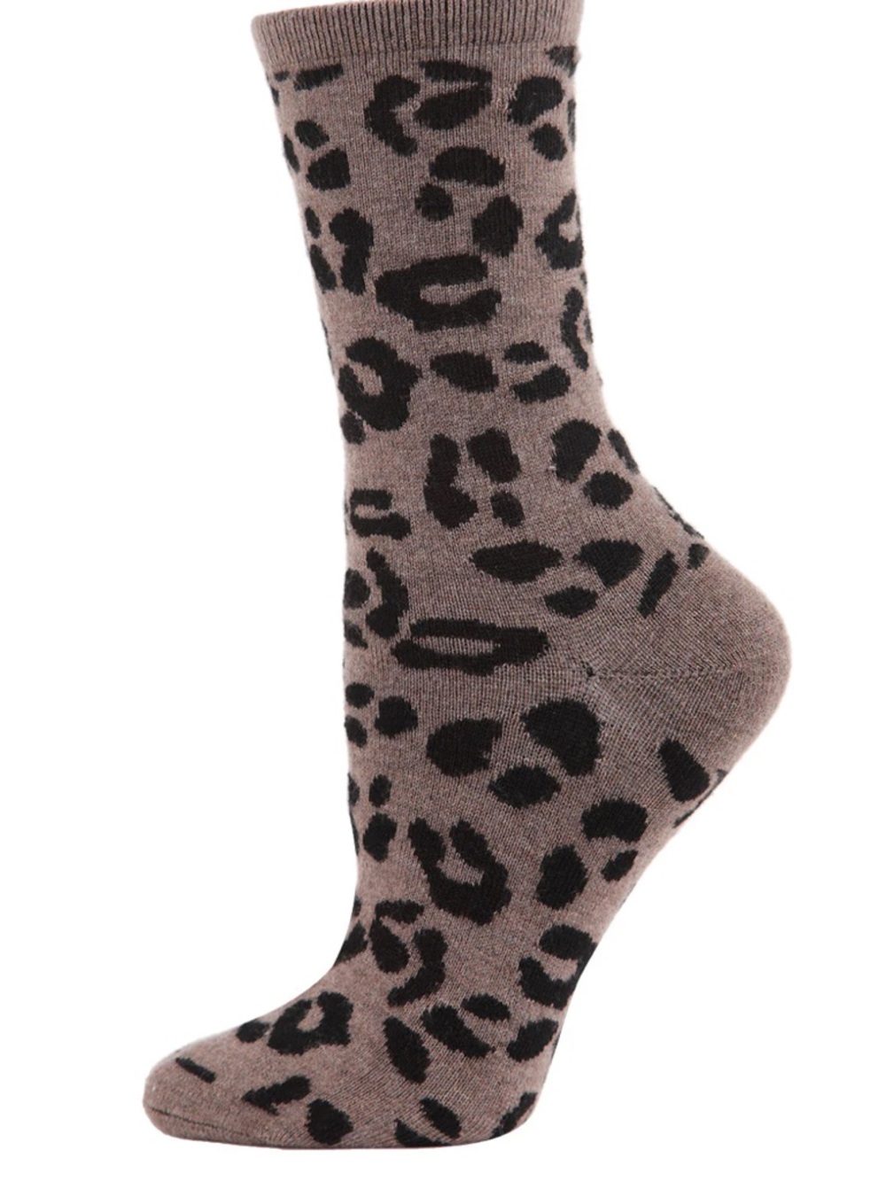 NWT ✨ MeMoi Luxury Cashmere Blend Leopard Print Socks - Taupe & Black size 9-11